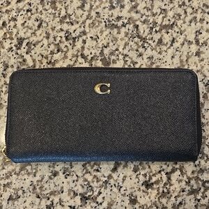 Coach Black Wallet with Gold Accent